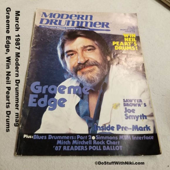 March 1987 Modern Drummer mag Graeme Edge, Win Neil Pearts Drums - Picture 1 of 8